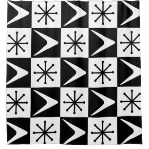 Atomzeitkreuz Schwarz-weiß Duschvorhang