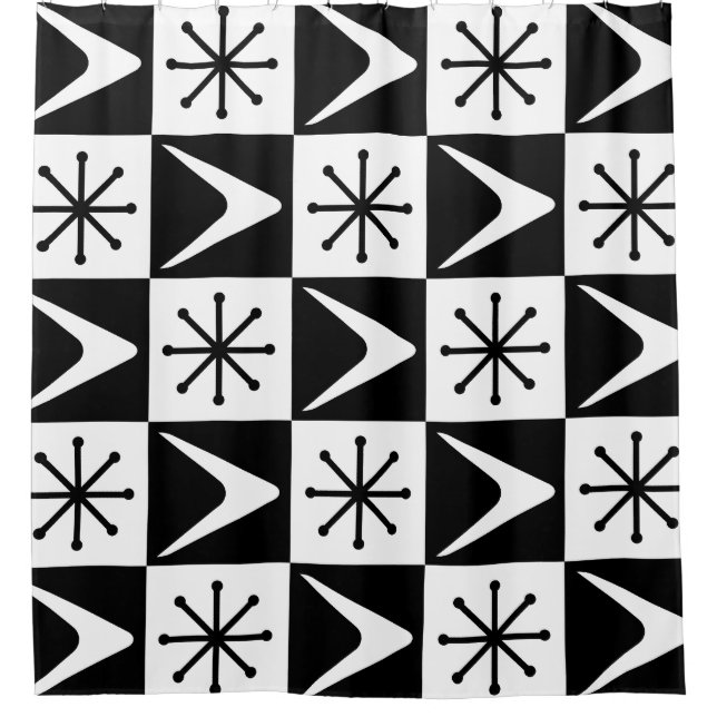 Atomzeitkreuz Schwarz-weiß Duschvorhang (Vorderseite)