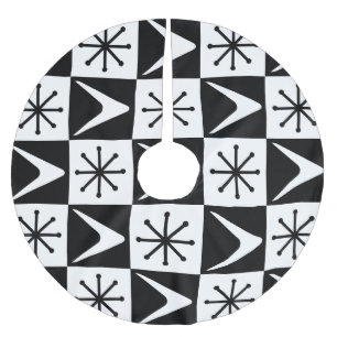 Atomzeitkreuz Schwarz-weiß Polyester Weihnachtsbaumdecke