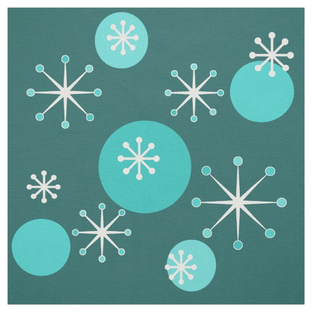 Atomzeitliche Sternexplosionen Aquamarin Stoff (Muster)