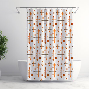 Atomzeitmuster 36 Orange, braun Duschvorhang