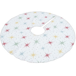 Atomzeitmuster Sternexplosion Mitte Jahrhundert We Polyester Weihnachtsbaumdecke