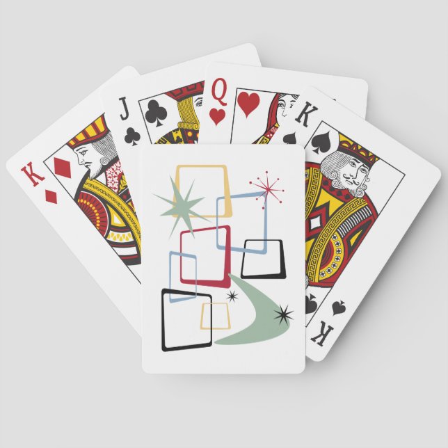 Atomzeitplätze Stars Boomerang Mitte des Jahrhunde Spielkarten (Rückseite)