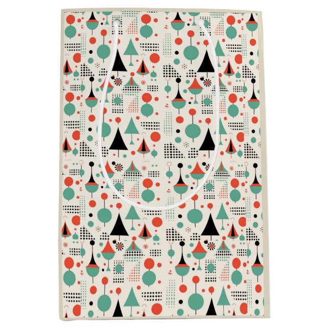 Atomzentrum Mitte Jahrhundert Moderne Weihnachten Mittlere Geschenktüte (Vorderseite)