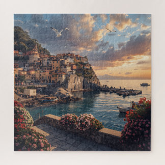 Atrani-Sonnenuntergang-Hafen - Amalfi-Küste Italie Puzzle