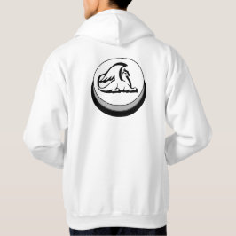 ATROX ANIMI & Griffin Button auf weißem Sweatshirt