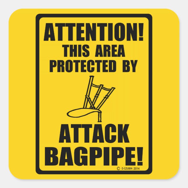 Attack Bagpipe Quadratischer Aufkleber (Vorderseite)