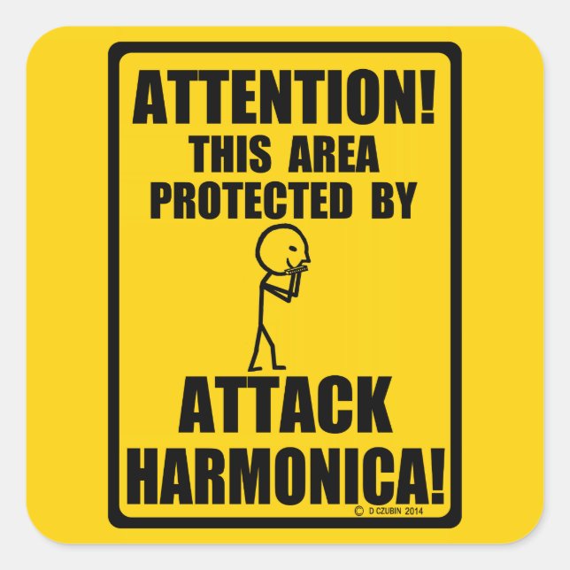 Attack Harmonica Quadratischer Aufkleber (Vorderseite)
