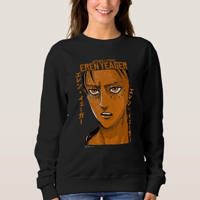 Attack on Titan Eren Yeager Japanese Font Big Face Sweatshirt (Vorderseite)