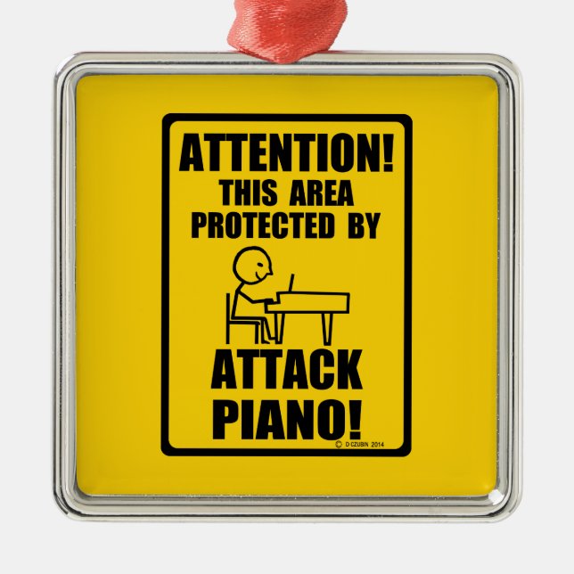 Attack Piano Silbernes Ornament (Vorne)