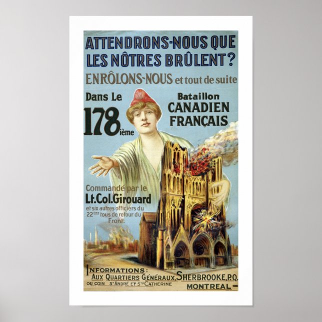 Attendrons-Nous (weiß) Poster (Vorne)