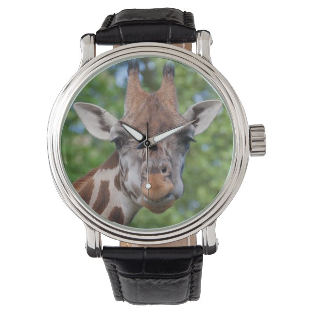 Attentive Giraffe Armbanduhr (Vorderseite)
