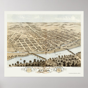 Attica, IN Panorama Karte - 1869 Poster