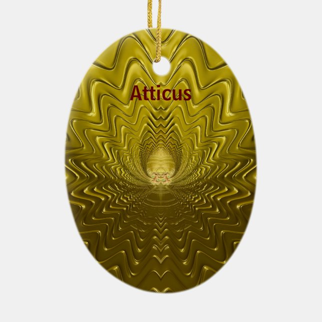 ATTICUS ~ EASTER EGG ~ FRAKTAL Gold Ripples ~ Keramik Ornament (Hinten)