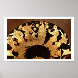 Attische rote Figur kylix, die Dionysos und die Poster