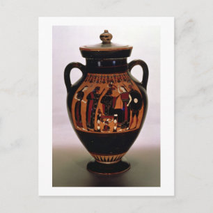 Attische schwarze Figur-Amphora, die die Geburt vo Postkarte