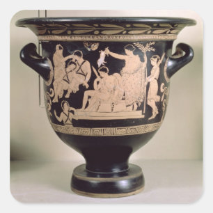Attischer Rotfigurenkrater, der Orestes als Suppl  Quadratischer Aufkleber