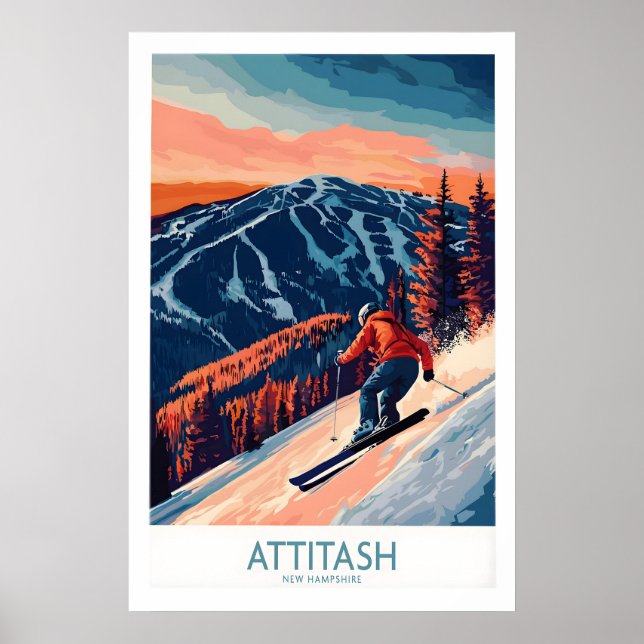 Attitash Ski-Wandkunst-Druck 1 Poster (Vorne)