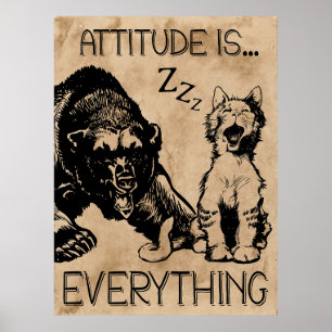 Attitude! Alles, was lustige Katzen tragen Vintag Poster