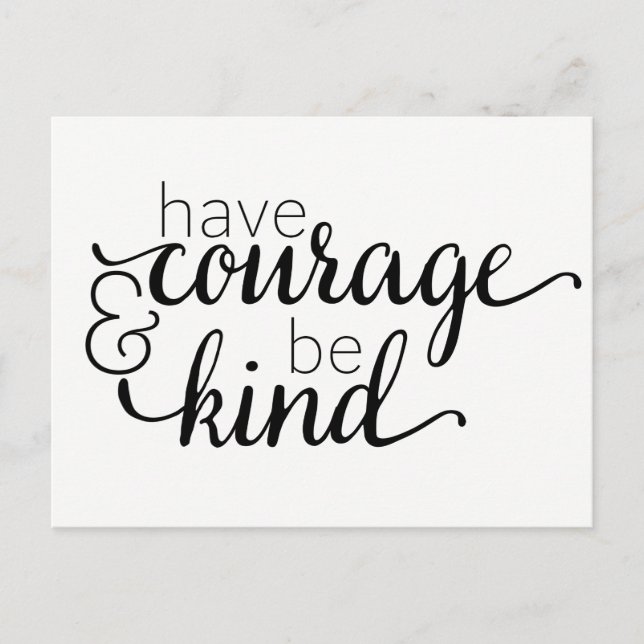 Attitude Courage Life Motivierend Typografy Postkarte (Vorderseite)