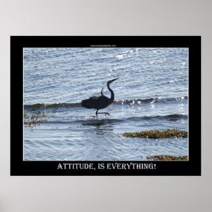 ATTITUDE IST ALLES Great Blue Heron Foto Poster