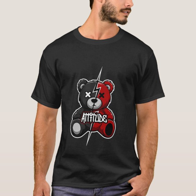 Attitude Split Bear | Lightning X-Eyes Teddy Graph T-Shirt (Vorderseite)