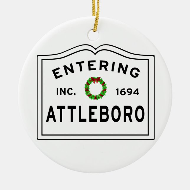 Attleboro, MA Keramik Ornament (Vorne)
