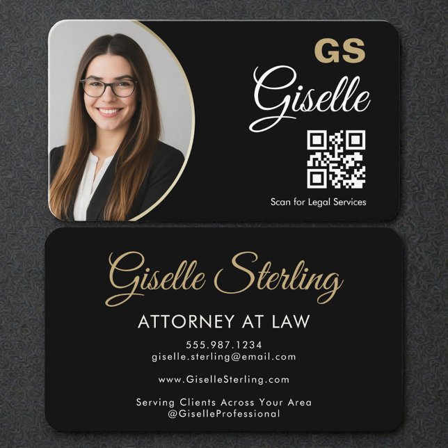 Attorney at Law Black QR Code Gold Photo   Visitenkarte (Von Creator hochgeladen)