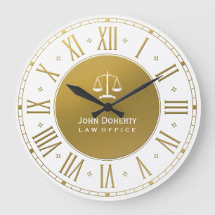 Attorney At Law   Elegant Gold & White Große Wanduhr