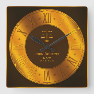ATTORNEY AT LAW   Elegant Quadratische Wanduhr