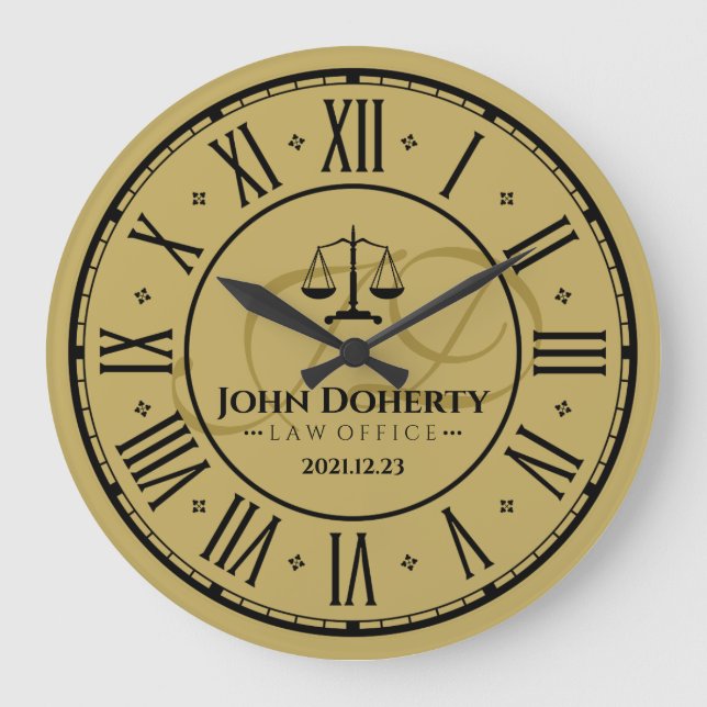 ATTORNEY AT LAW Golden Personalizable Square Wal Große Wanduhr (Vorderseite)