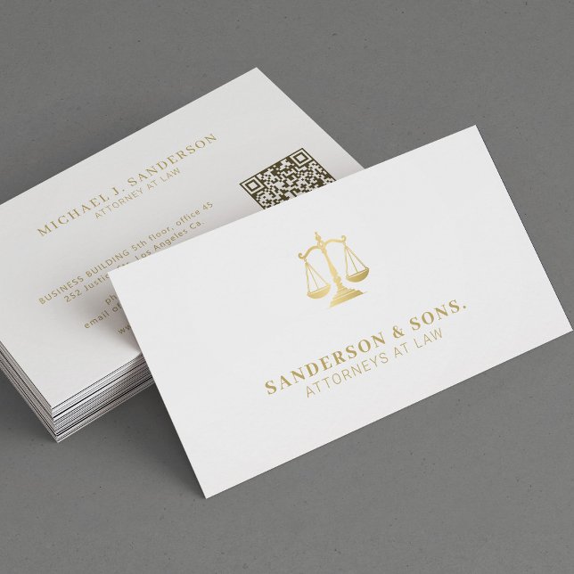 Attorney at law lawyer professional gold white visitenkarte (Von Creator hochgeladen)