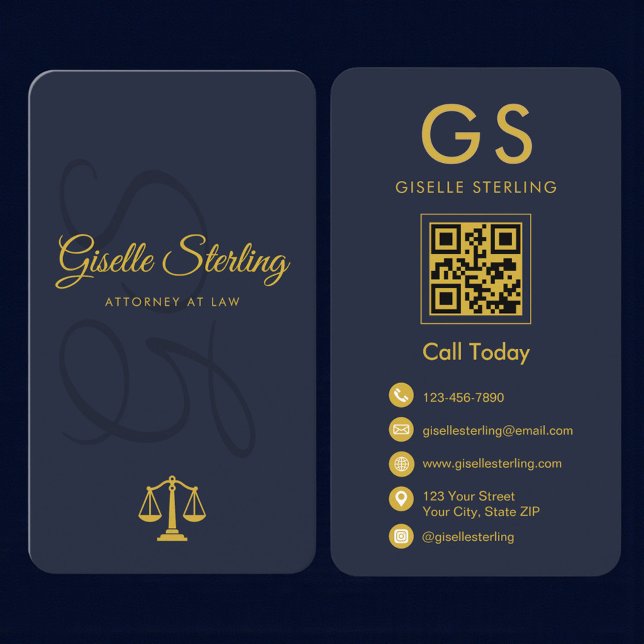 Attorney at Law Navy Blue Gold Visitenkarte (Von Creator hochgeladen)
