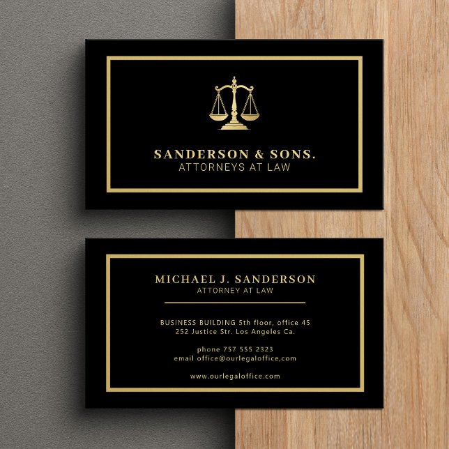 Attorney at law professional elegant gold black visitenkarte (Von Creator hochgeladen)