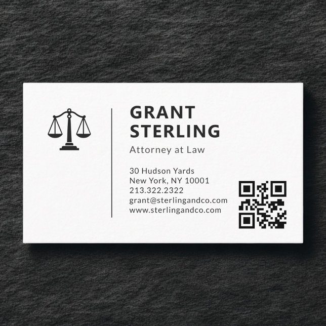 Attorney at Law QR Code Scales of Justice Visitenkarte (Von Creator hochgeladen)