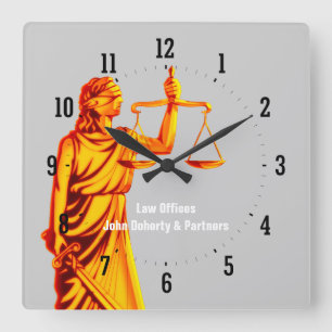 Attorney at Law - Time for Justice Quadratische Wanduhr