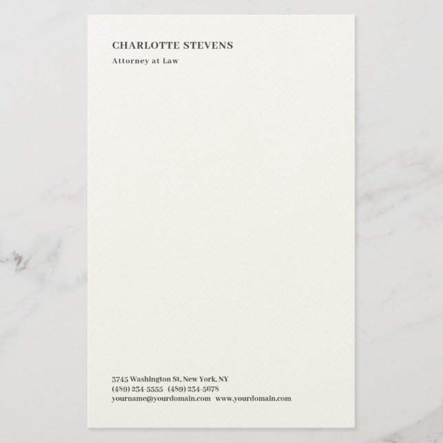 Attorney at Law Trendy Minimalist Elegant Simple Briefpapier (Vorderseite)