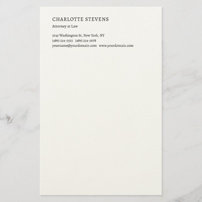 Attorney at Law Trendy Minimalist Elegant Simple Briefpapier (Vorderseite)