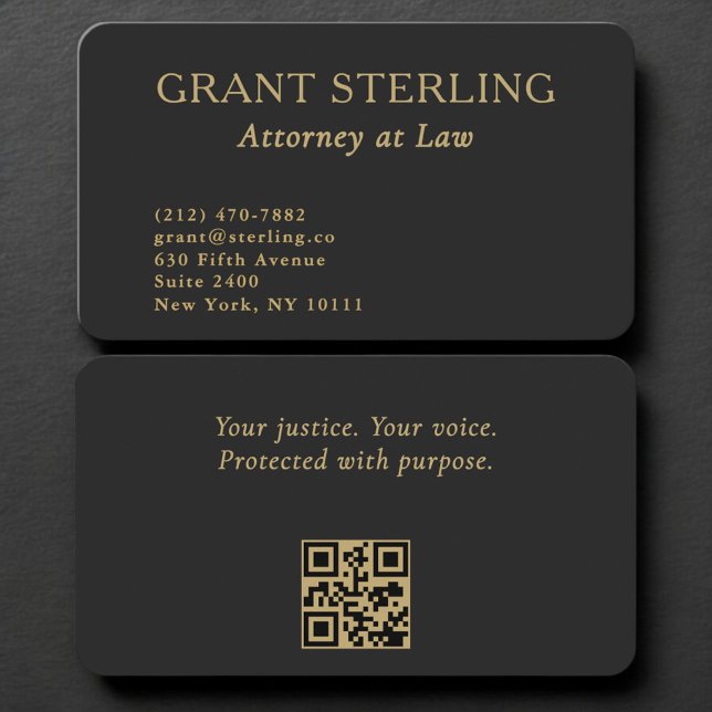 Attorney Black Gold QR Code Professional Visitenkarte (Von Creator hochgeladen)