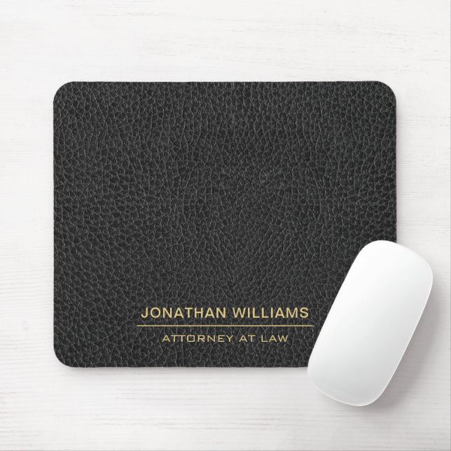 Attorney Faux Leather Custom Name Black  Mousepad (Mit Mouse)