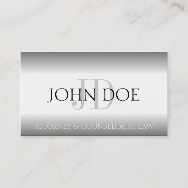 Attorney Lawyer Law Firm Monogram Silver Fade Visitenkarte (Vorderseite)