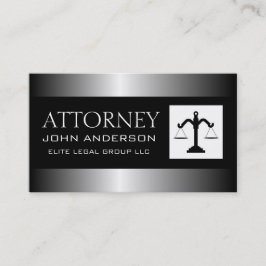 Attorney Lawyer Silver Metal Metallic Border Visitenkarte