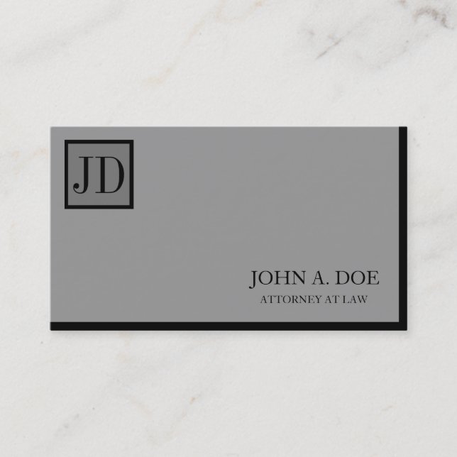 Attorney Lawyer Square Monogram Silver Visitenkarte (Vorderseite)