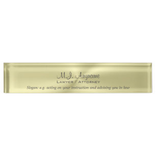 Attorney Luxury polished gold effect with slogan Namensplakette
