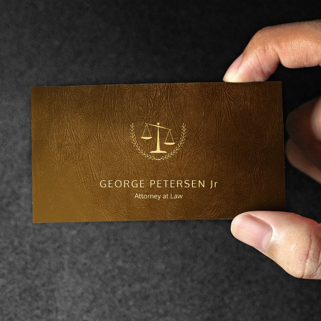 Attorney Luxus Gold-Skala braunes Leder aussehen Visitenkarte (Von Creator hochgeladen)