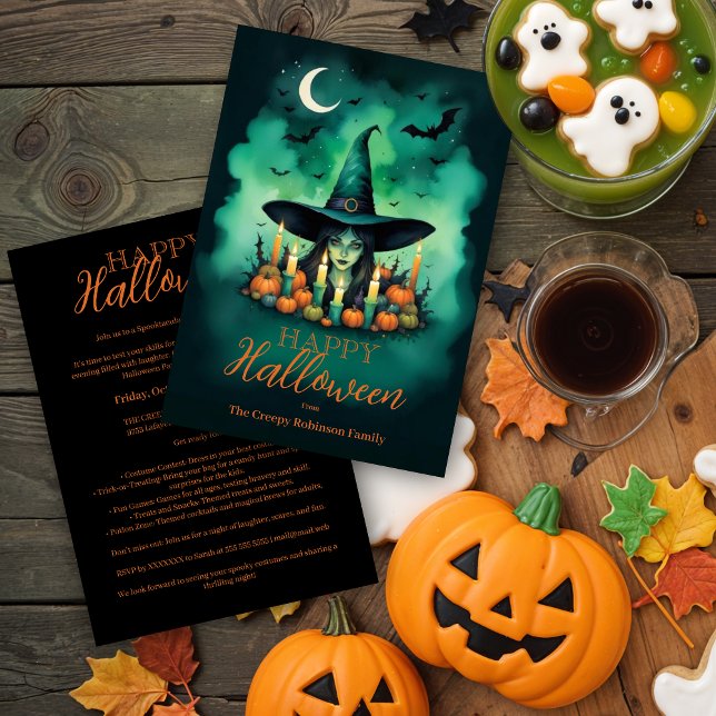 Attractive & Mystical Halloween Witch Conjures Einladung (Attractive & Mystical Halloween Witch Conjures Invitations Party Cards.)