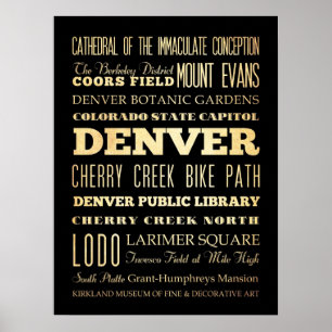 Attraktionen & berühmte Orte von Denver, Colorado Poster