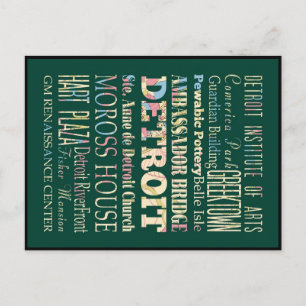 Attraktionen & berühmte Orte von Detroit, Michigan Postkarte