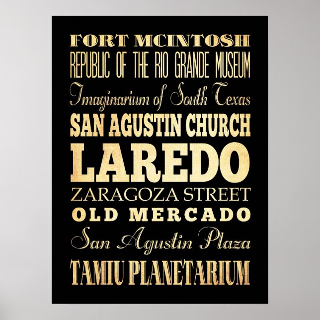 Attraktionen & berühmte Orte von Laredo, Texas Poster (Vorne)