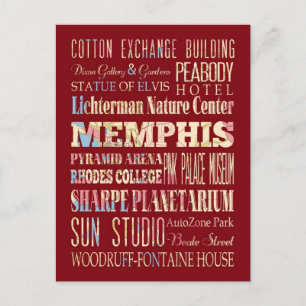 Attraktionen & berühmte Orte von Memphis, Tennesse Postkarte